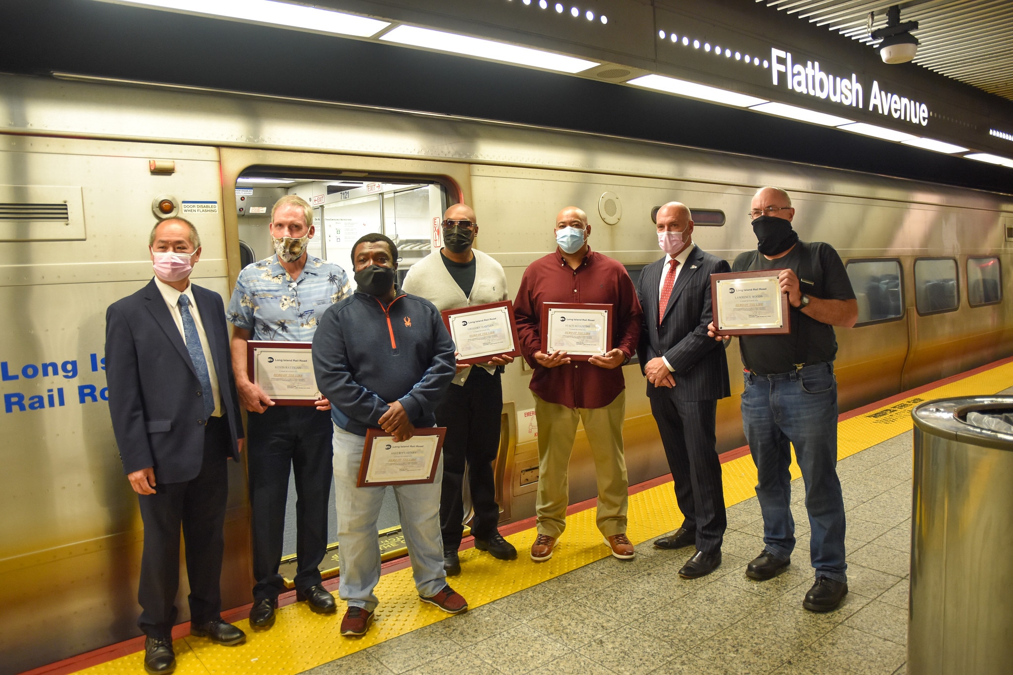lirr president phil eng honors employees who rescued a man who fell on the tracks