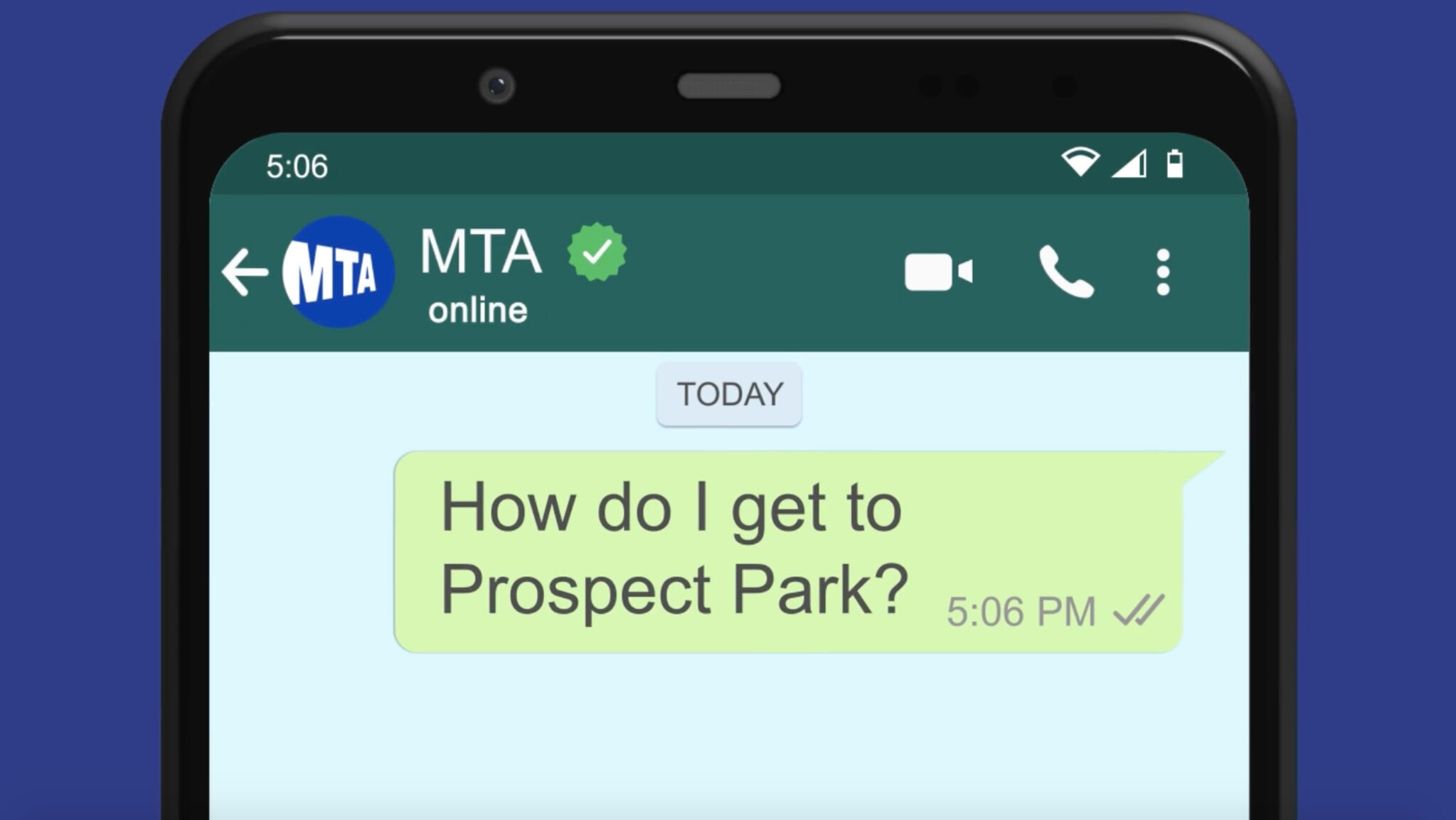 a screenshot example of communication between nyc transit and a customer on whatsapp