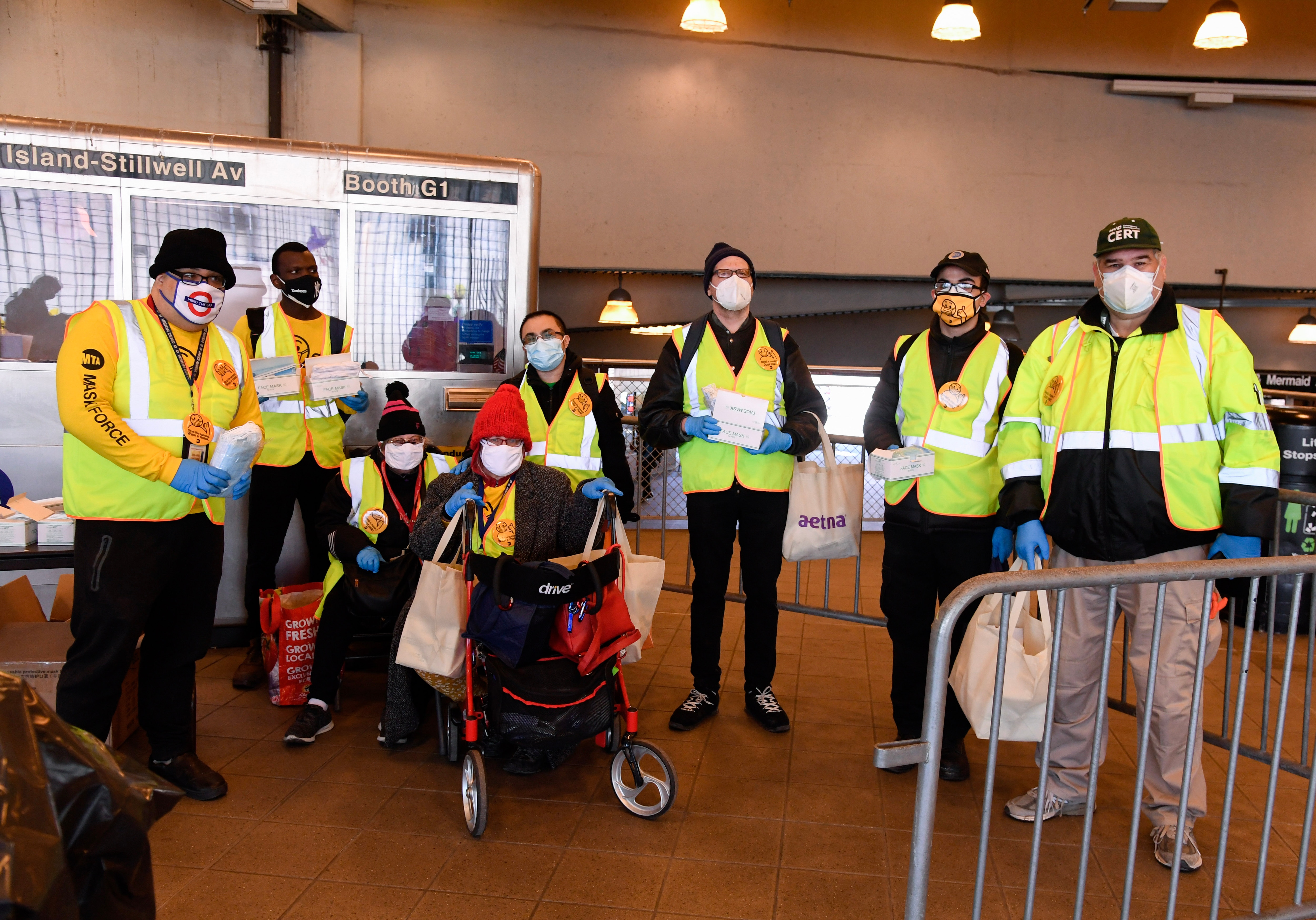 members of the MTA's mask force in brooklyn