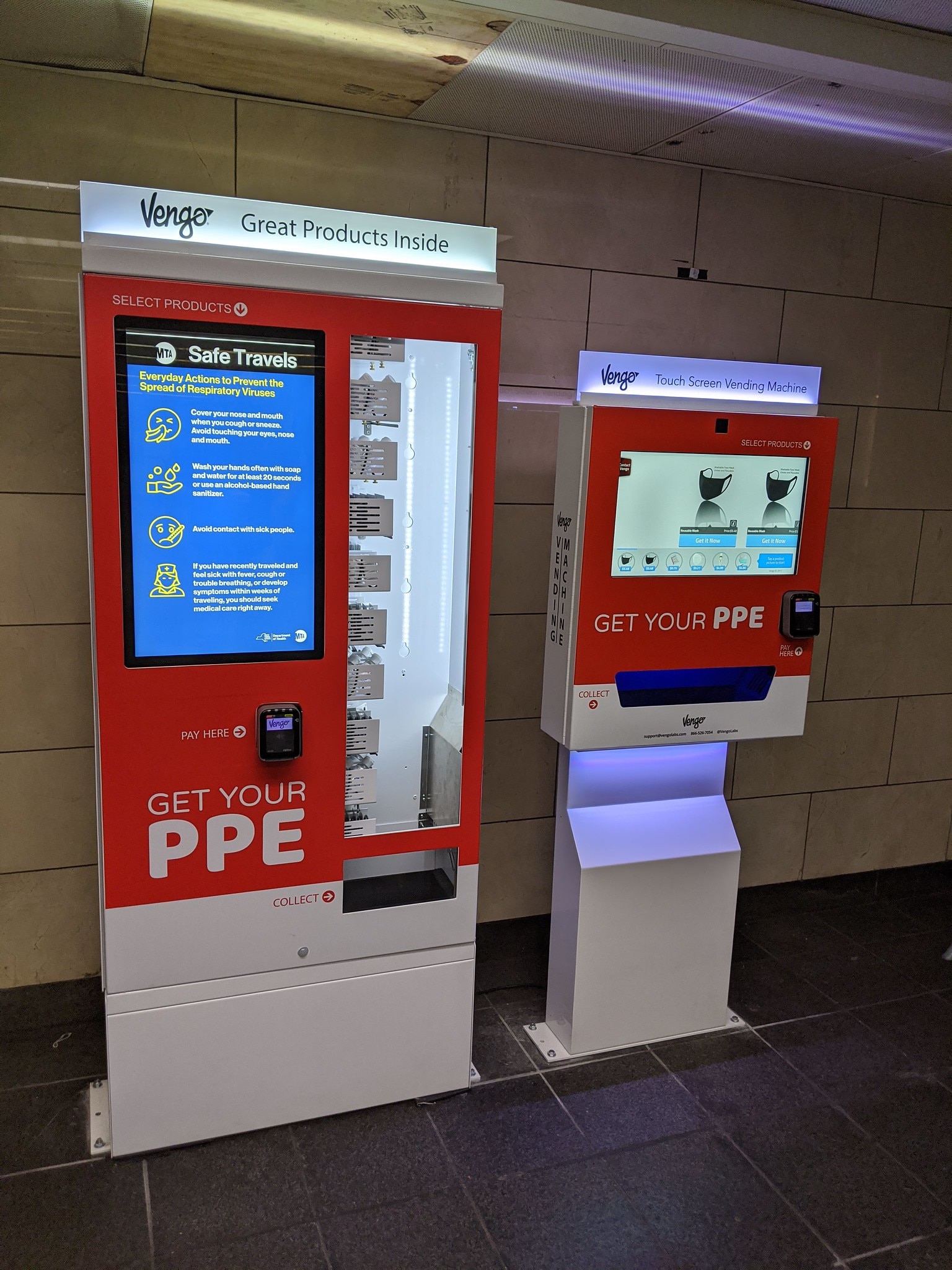 LIRR vending machine's at Penn Station allow customers to purchase items of personal protective equipment (PPE)