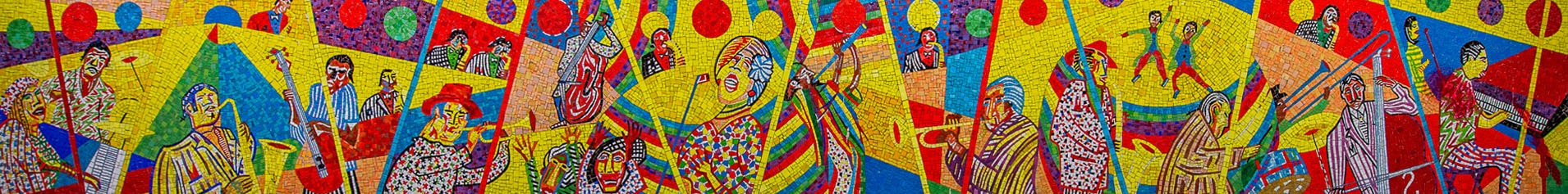 detail of Vincent Smith mosaic artwork at NYCT 116 Street