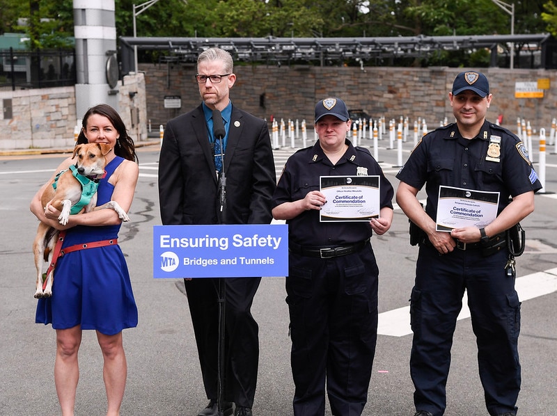 MTA Honors Bridge and Tunnels Officers for Ensuring Safety While Saving Peripatetic Dog from Tunnel Traffic, Helping Reunite Pup With Owner