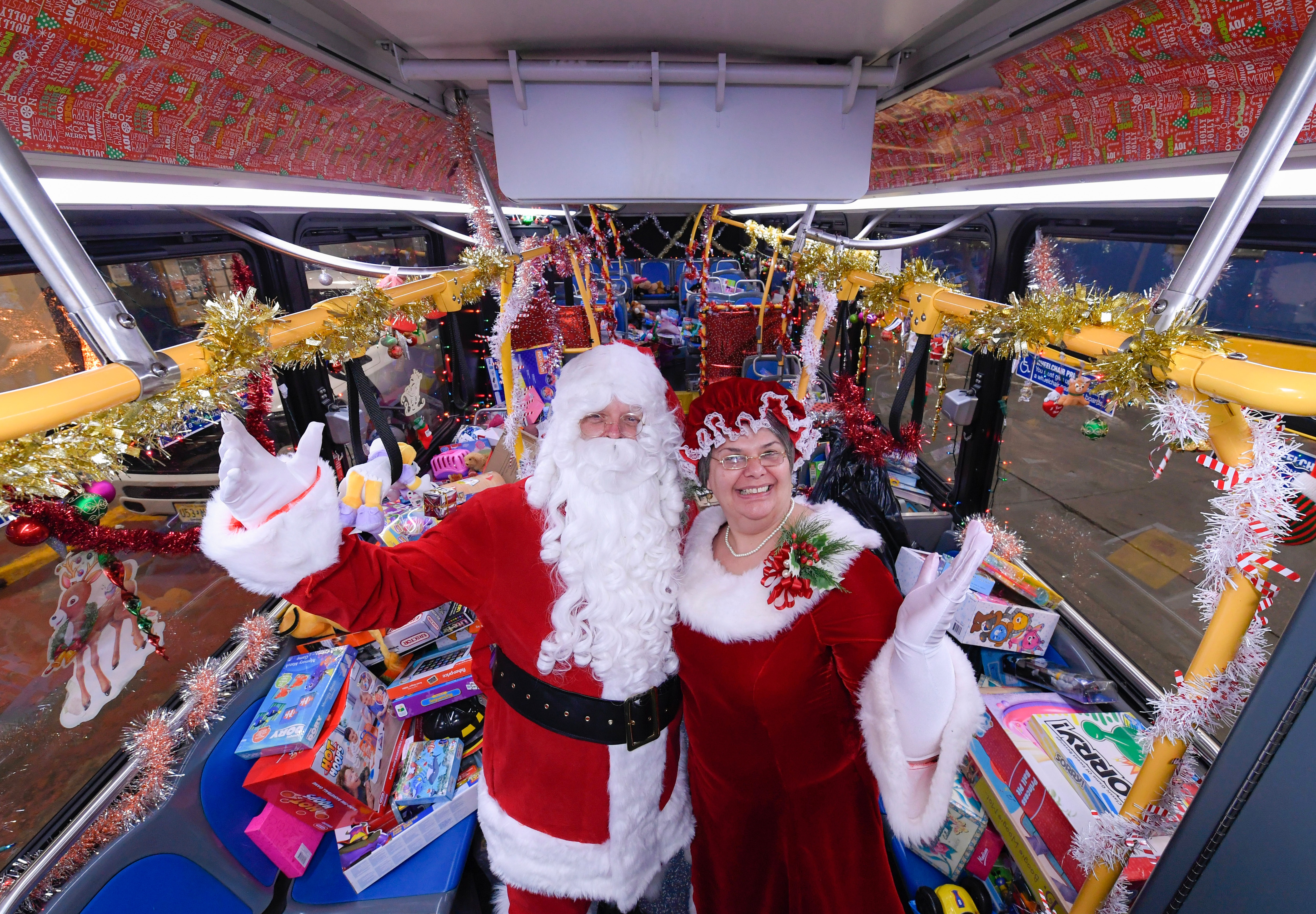 The MTA joined with Kids Against Cancer to collect toys from Staten Island bus depots, which were delivered by Santa and Mrs. Claus aboard a special bus, branded “Santa’s Express” on Fri., December 17, 2021.