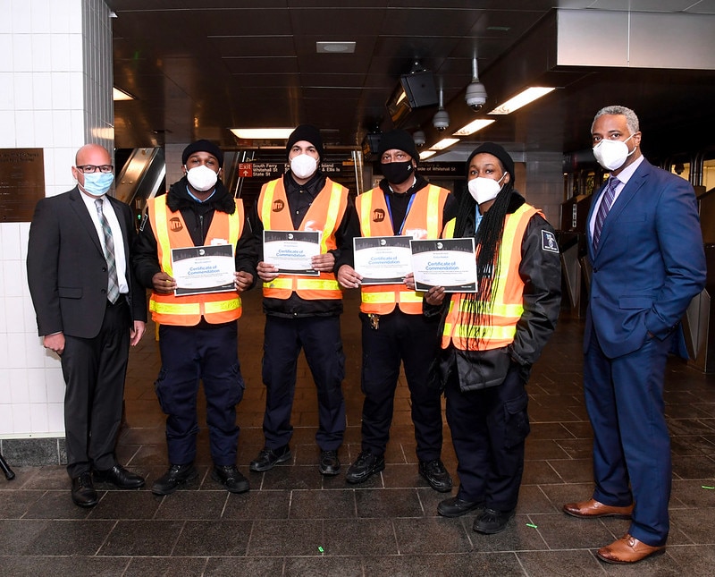 MTA Honors Heroic Acts by Four Security Officers Who Extinguished Fire in Subway Car 