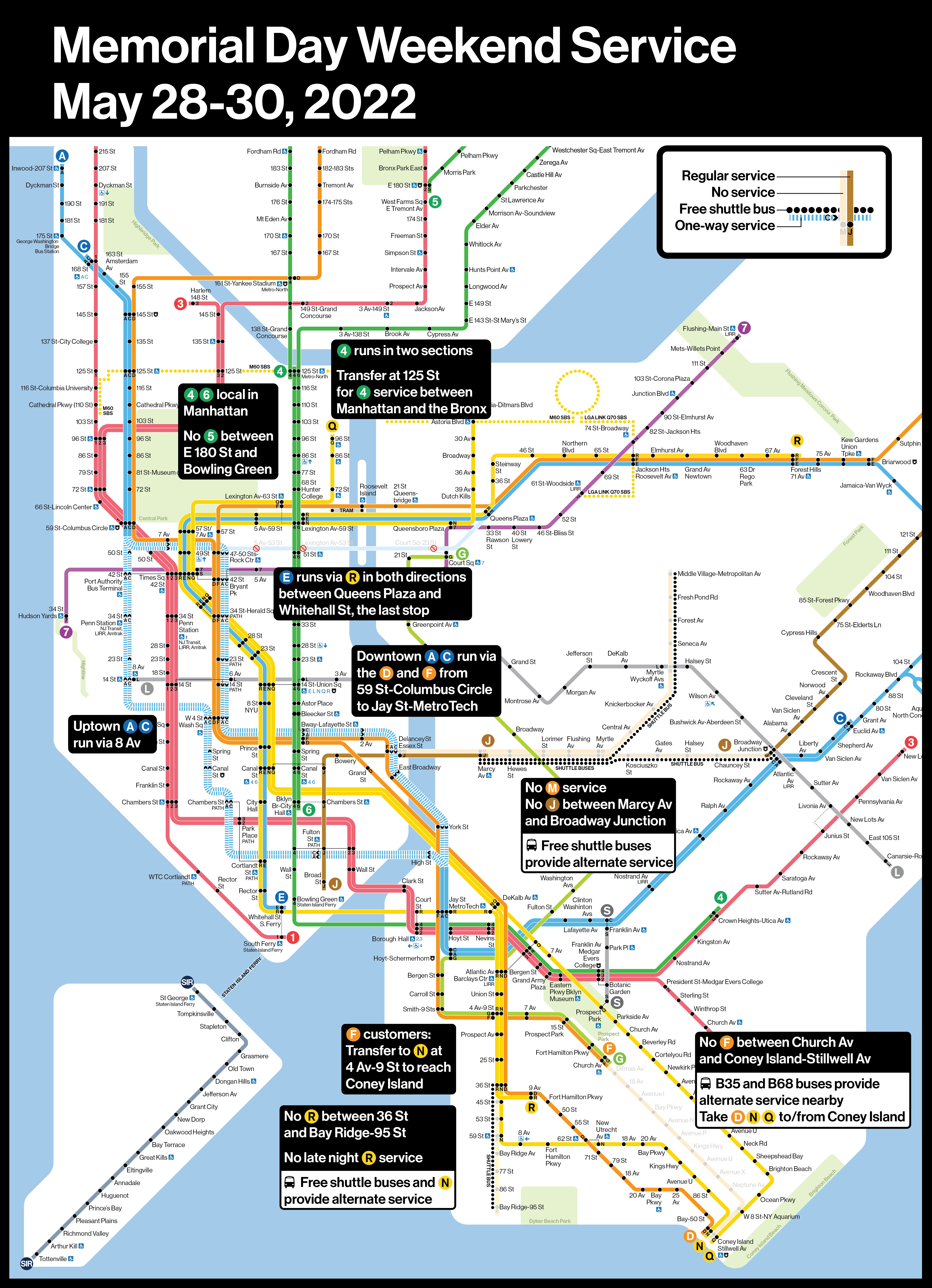 MTA Announces Memorial Day Weekend Service Plan