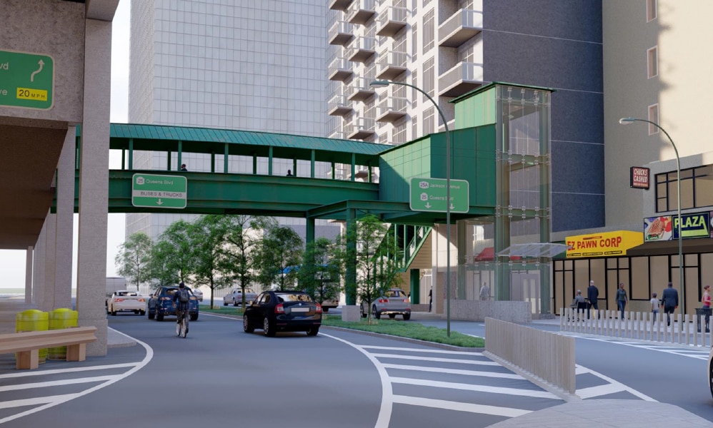 rendering of the accessible entrance at Queensboro Plaza