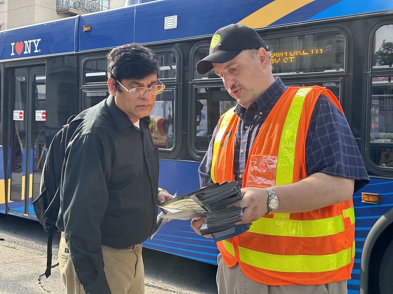 PHOTOS: NYC Transit Leadership Distribute Informational Pamphlets to G Train Riders Ahead of Signal Modernization Project Work Beginning Friday Evening, July 5