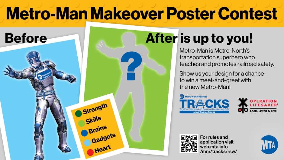 A flier about a contest to create a new costume for Metro-man.