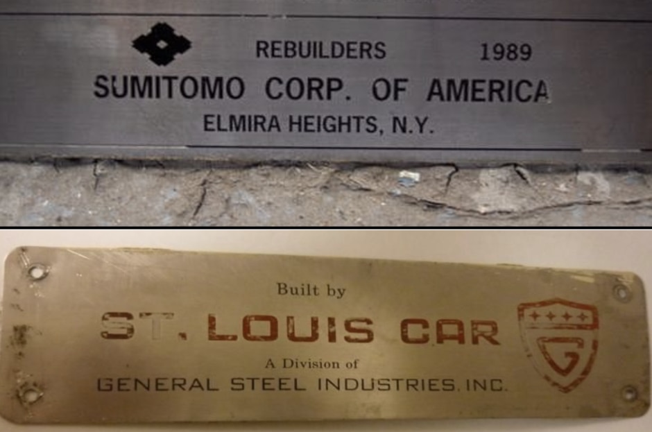 Builders plates from vintage subway cars