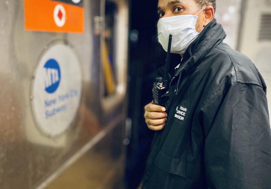 Train Service Supervisor at 116 St 2/3 Station during COVID-19 health emergency