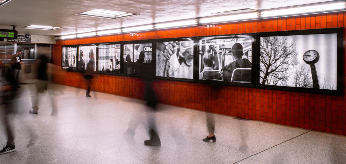 Black and white photography by Stephen Obisanya featuring transportation centers around Staten Island and connecting NYCT train stations, including local commuters.