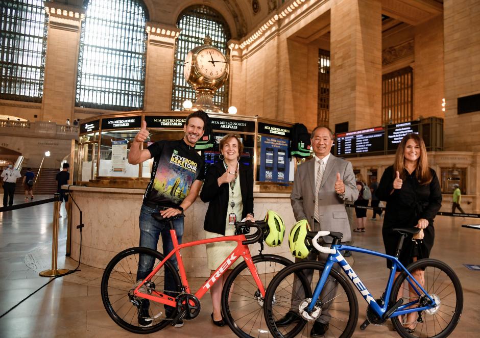 Group of people with bikes at Grand Central Terminal