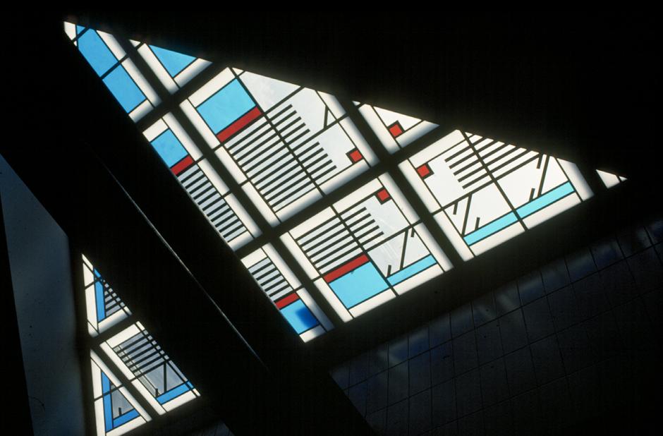 Photo of David Wilson artwork installed in station house skylight. 