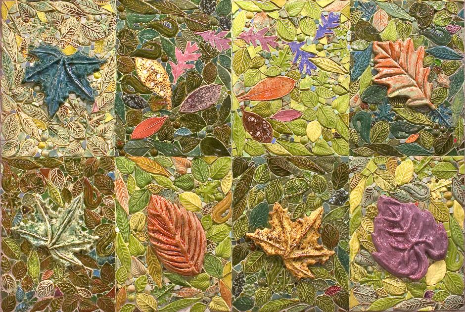 “Brighton Clay Re-Leaf Nos. 1-4" (1994) by Susan Tunick at NYCT Prospect Park Station.